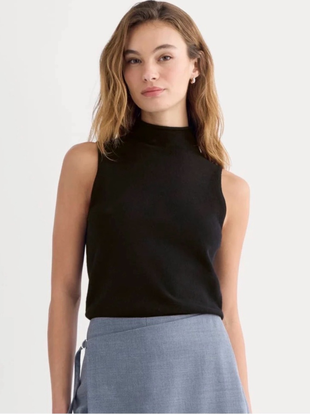Everlane Black Sleeveless Funnel Neck Cashmere Sweater NWT Size L